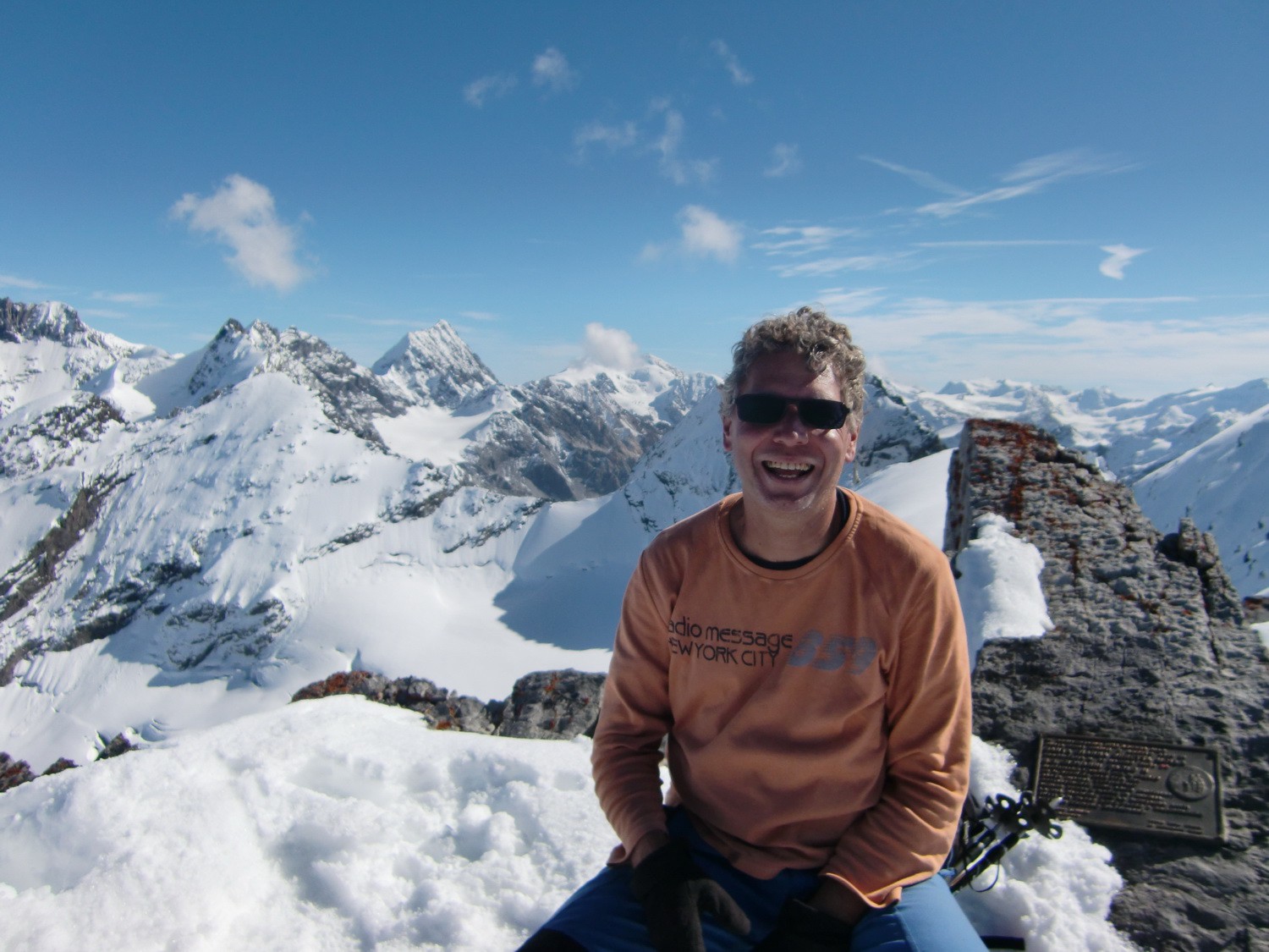 On top of Punta degli Spriti (Geisterspitze) in the Ortler group. Koenigsspitze in the background